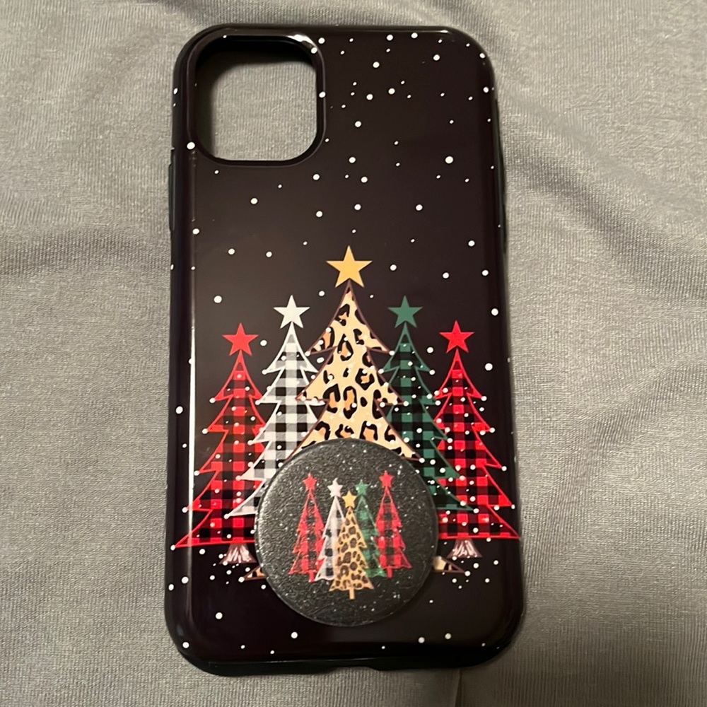Christmas Trees iPhone 11 case with matching PopSocket